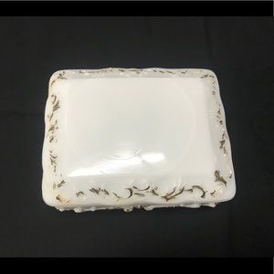 Antique milk glass trinket box with lid